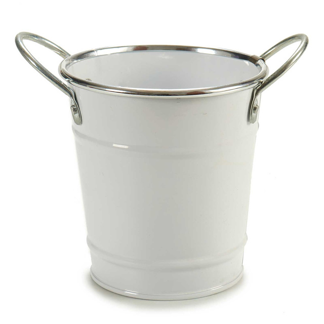 Husa din zinc pentru ghiveci, alb, Ø 10 cm