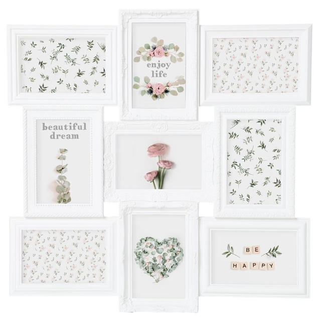 Rama foto colaj 9 fotografii, Alb, 50x50x2 cm, Atmosphera Créateur d'intérieur,