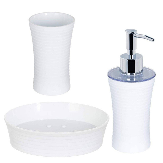 Accesorii pentru baie, set de 3 piese, alb