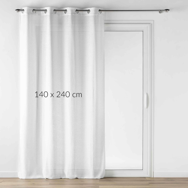 Perdea bej cu inele și efect de in, LUOLINE, 140 x 280 cm