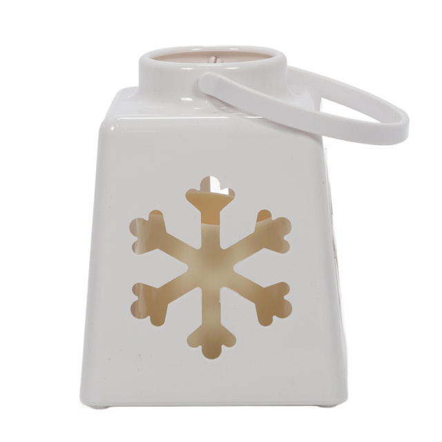 Lanterna de Crăciun cu lumânare LED, 14 cm, albă