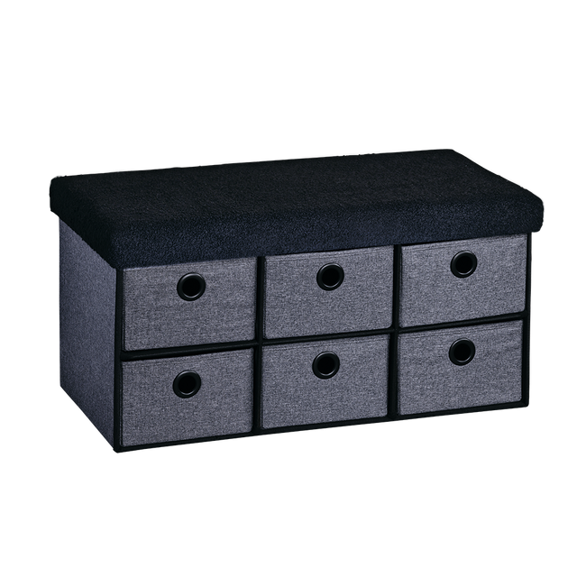 Bancheta pentru hol din imitatie de in, 6 sertare