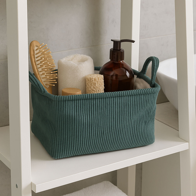 Coș de depozitare cu mânere, din poliester, 35 x 25 x 20 cm