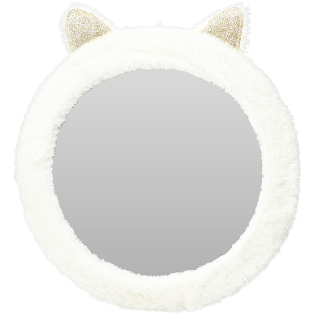 Oglindă pentru camera copilului, pisicuță din pluș cu urechi, Ø 31 cm