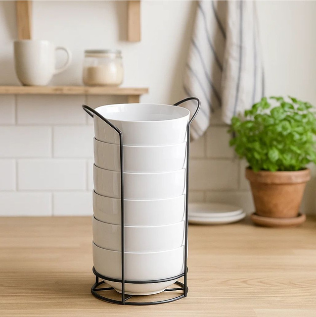 Set de 6 boluri cu suport, 800 ml