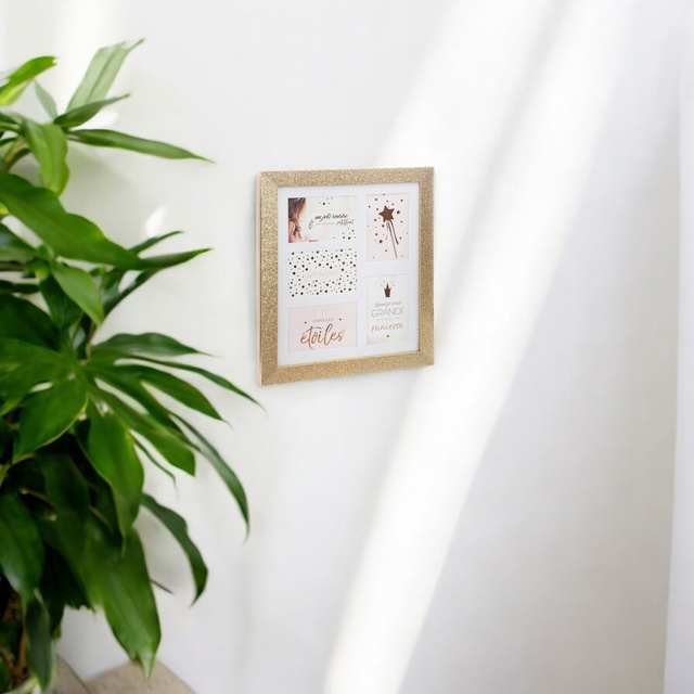 GLITTER multi-cadru, auriu, 5 fotografii