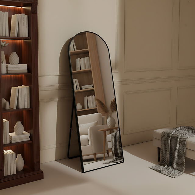 Oglindă mare de podea FRAM, 150 x 50 cm, neagră