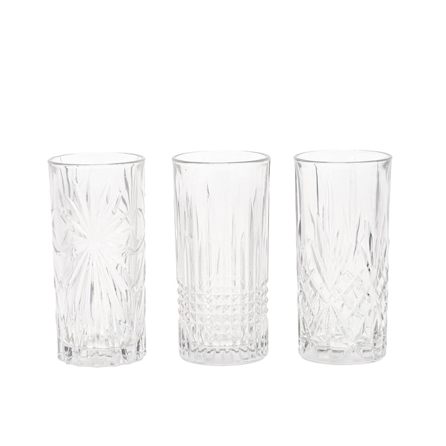 Set 3 pahare cu model, 380 ml