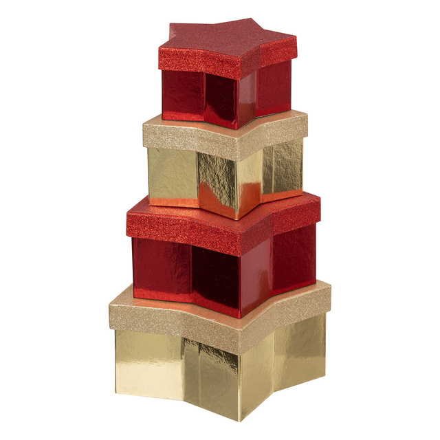 Set de cutii de cadou in forma de stea, 4 piese
