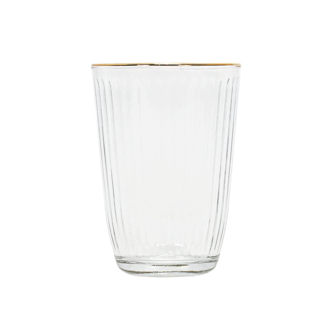 Pahar striat cu margine aurie, 395 ml