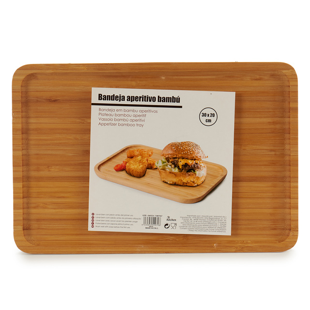 Blat de servire pentru gustari, dreptunghiular, bambus