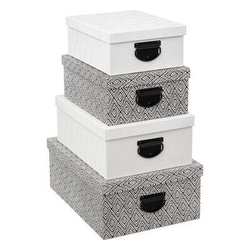 Cutii decorative din carton, 4 recipiente inchise, model etnic