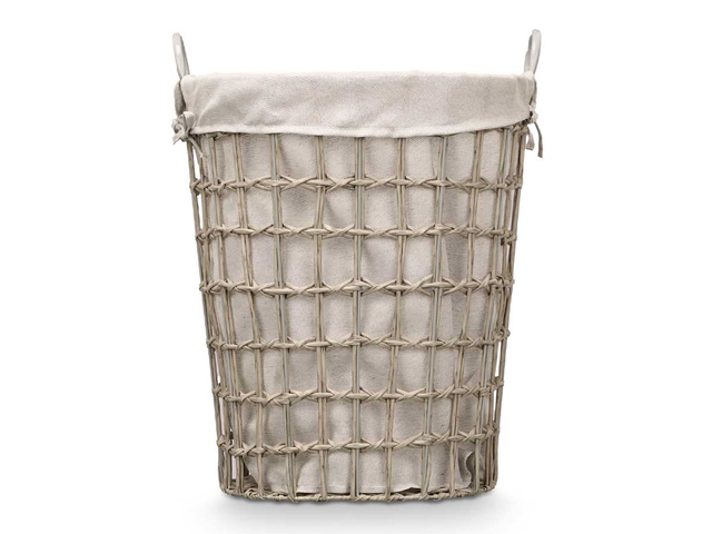 Coș de rufe cu inserție din material textil și mânere, 58 cm