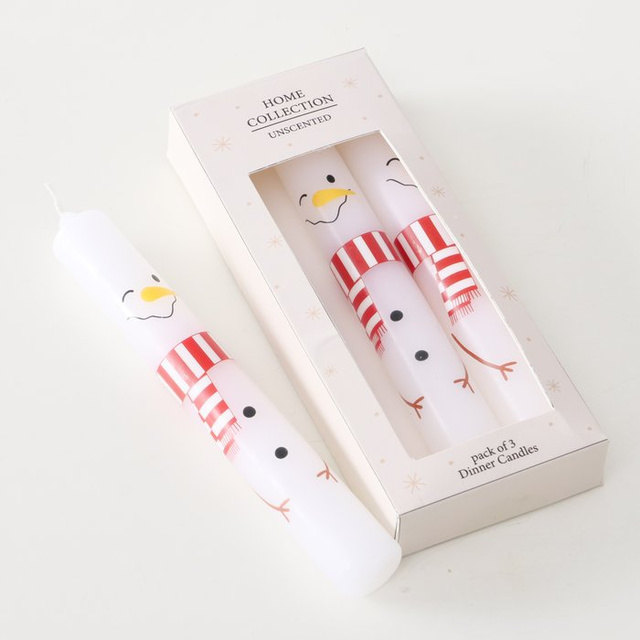 Lumânări de masă cu motiv festiv, 3 buc., 16 cm