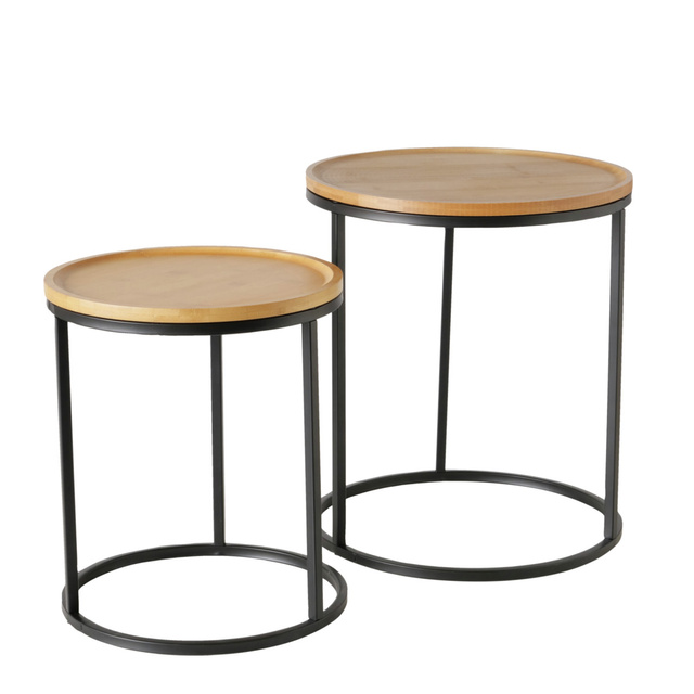 Set mese laterale cu blat din bambus BORINO, inaltime 38-45 cm