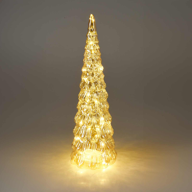 Brad de sticlă cu decor LED, 38 cm