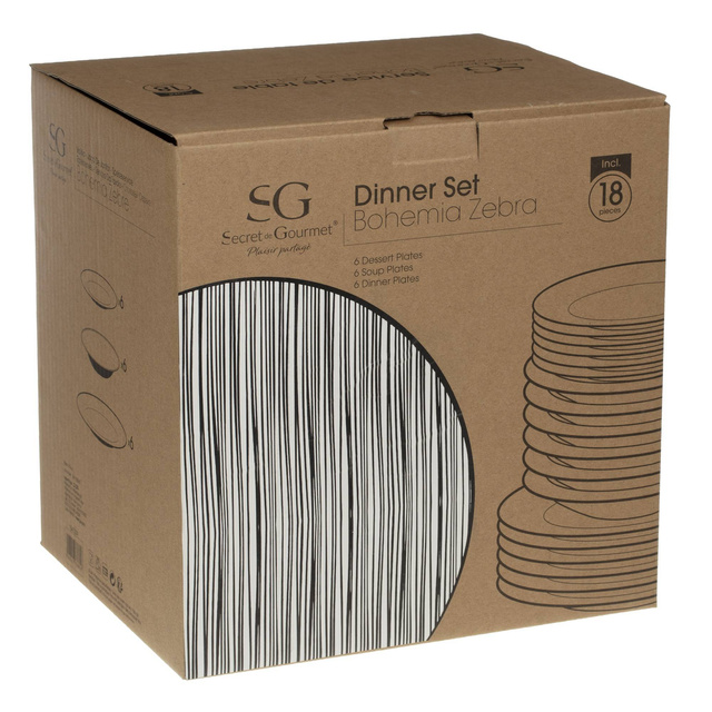 Un set de farfurii BOHEMIA ZEBRE, 18 bucăți