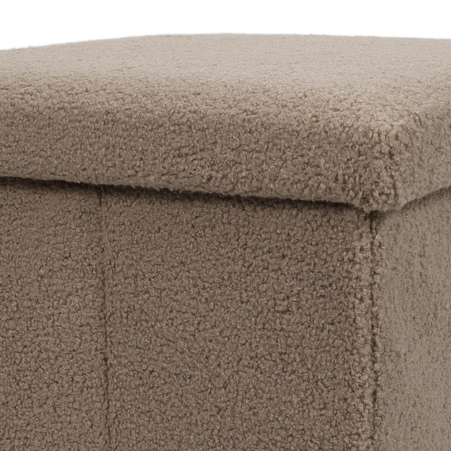 Taburet bouclé cu spațiu de depozitare BINI, 38 x 38 x 38 cm