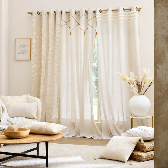 Perdeau de fereastră cu decor din iută, 140 x 240 cm, LACIA