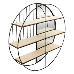 Etajeră rotundă suspendată cu oglindă ZINA, Ø 56 cm