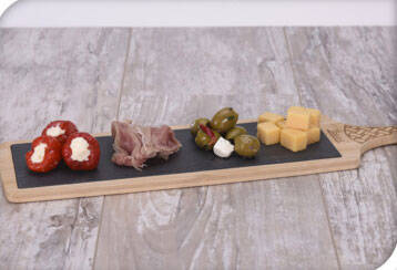 Tava pentru servire, 48 x 12,5 cm, bambus, ardezie