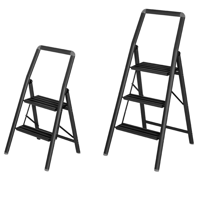 Scara pliabila, 2 trepte, Negru, WENKO