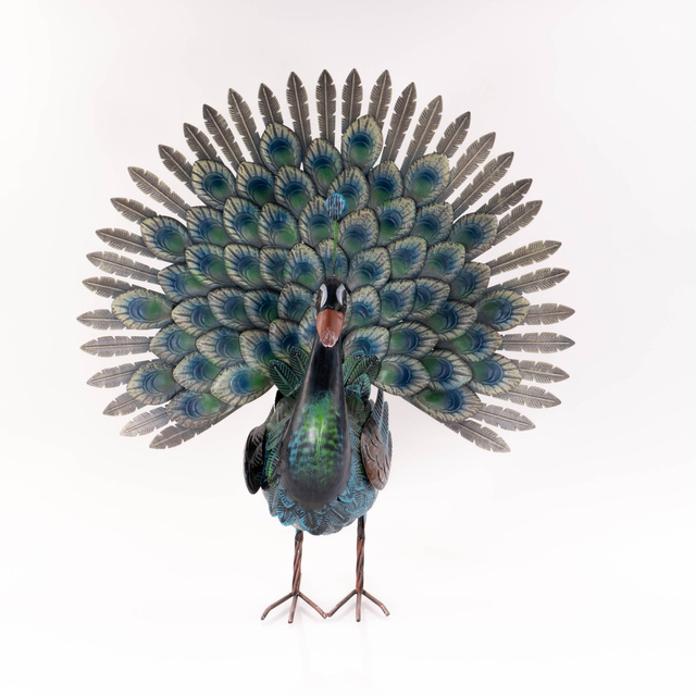 Paun de gradina din metal, 30 x 65 x 63 cm