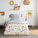 Lenjerie de pat pentru copii 140x200 cm LAZY MORNING, din bumbac, cu față de pernă cu urechi, elefant.