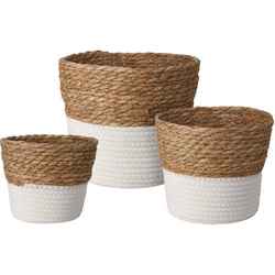 Coșuri de depozitare din rattan, 3 buc