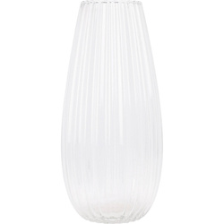 Vază din sticlă CLEAR, sticlă transparentă, cu striații, Ø 17 x 37 cm