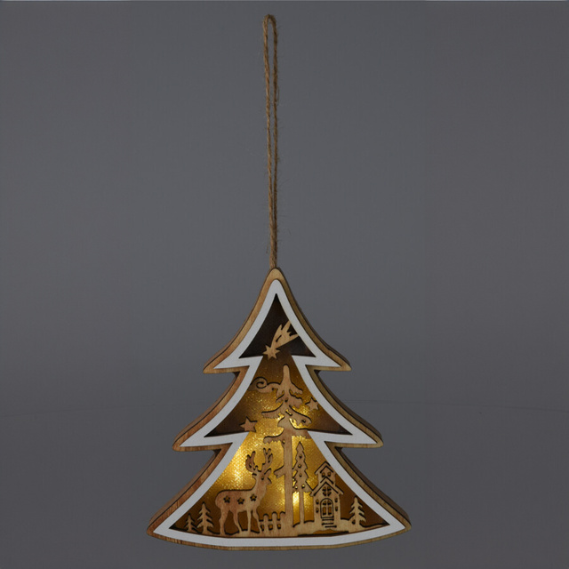 Decorațiune de Crăciun din lemn pentru suspendare, 12 cm