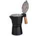 Cafetiera din aluminiu cu maner din lemn, 6 cesti
