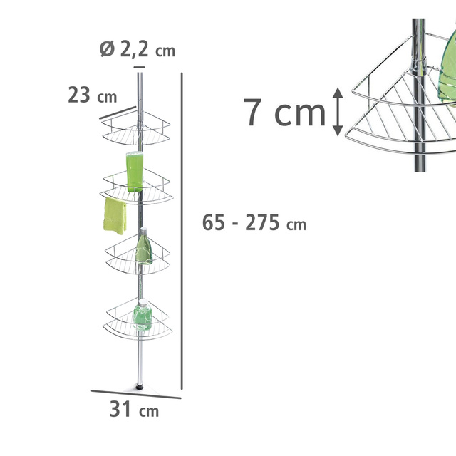 Raft telescopic pentru duș DOLCEDO, 4 niveluri, WENKO, auriu