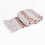 Patura cu franjuri, in dungi, jacard, 130 x 170 cm