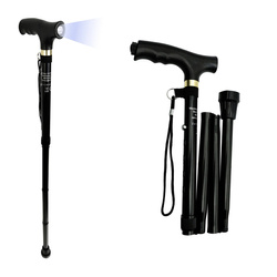 Baston din aluminiu pliabil, reglabil pe inaltime, cu lumina LED