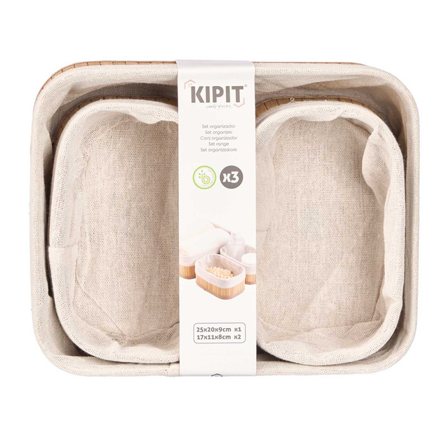 Coșuri de baie din bambus VIVID, 3 bucăți