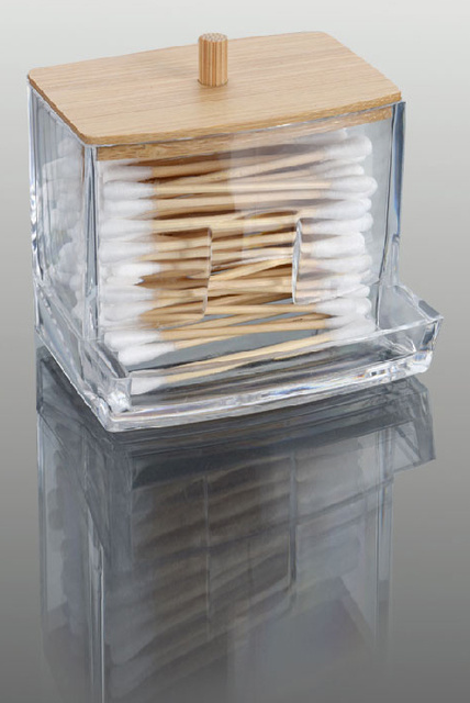 Organizator pentru baie cu capac din bambus, dreptunghiular