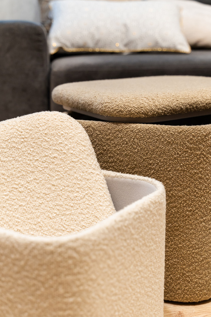 Set 2 scaune puf cu spatiu de depozitare bouclé DANI