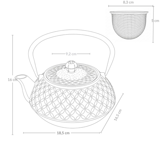Ceainic din fontă cu infuzor SABI, 1000 ml, verde deschis