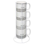 Set 4 cesti din ceramica, cu suport LIFE, 240 ml