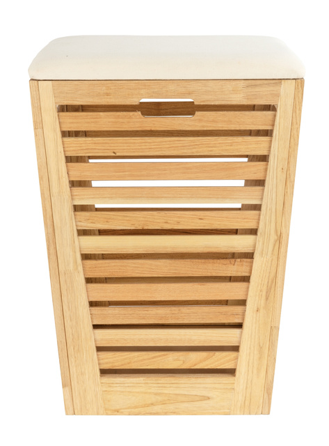 Cos pentru rufe cu scaun din tesatura de in ACINA, lemn de salcam, 55 litri, Wenko