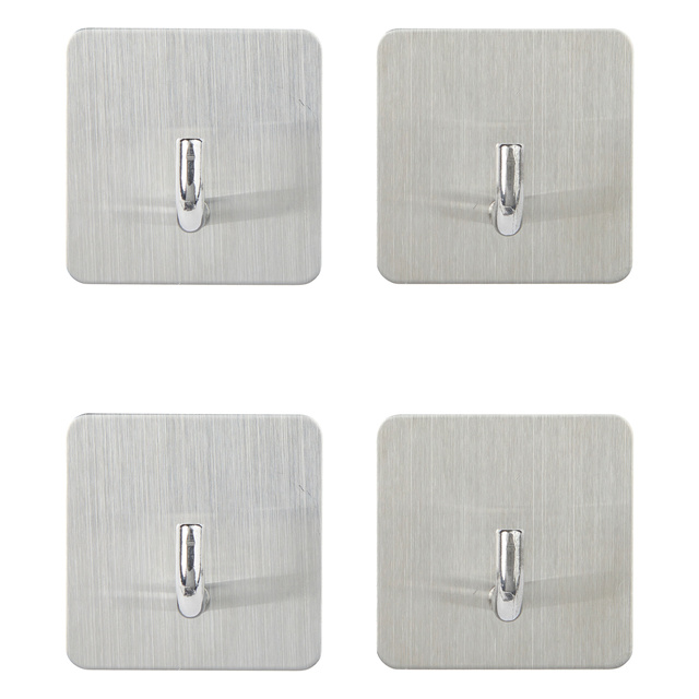 Set de 4 cârlige autoadezive STIKY, oțel inoxidabil