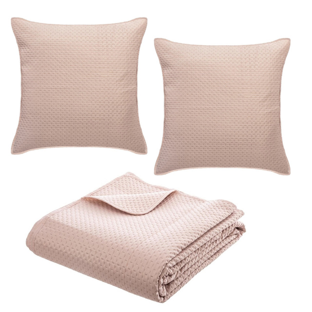 Cuvertură de pat DOLCE 240 x 260 cm, 2 perne, roz pastel