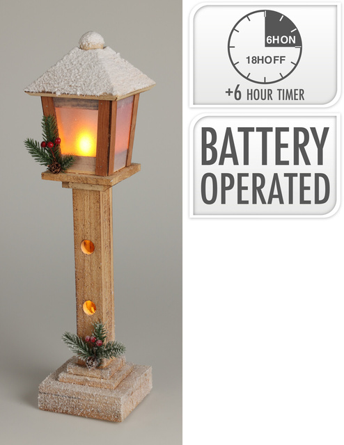 Figurină din lemn de brad cu LED Lanternă, 52 cm