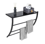 Suport de perete negru cu poliță de sticlă, Tarderia, WENKO