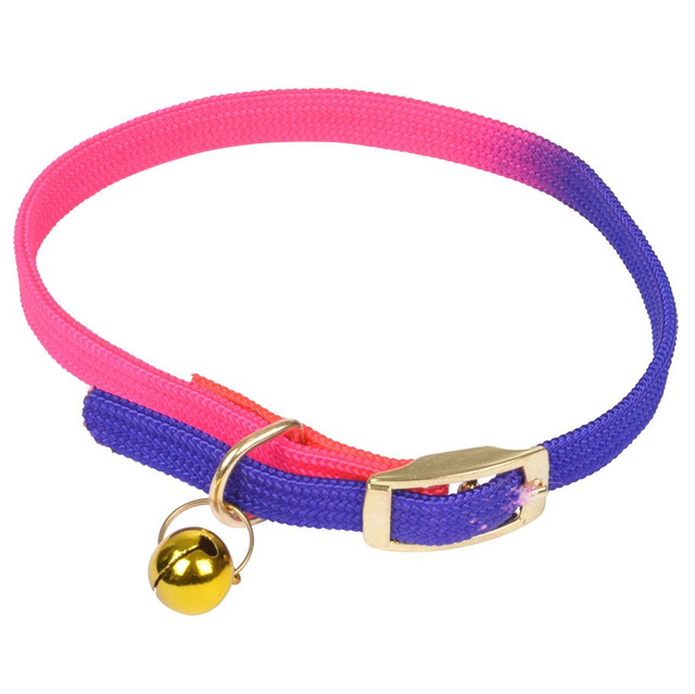 Zgarda pisica cu clopotel, neon, 30 cm