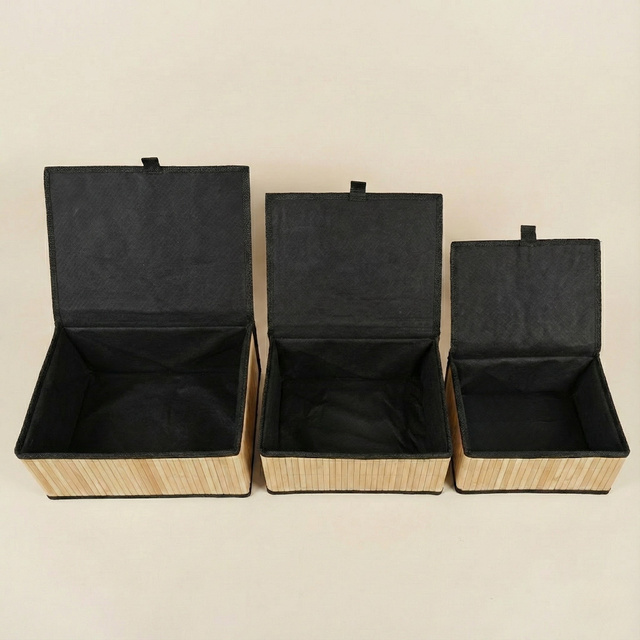 Set de coșuri închise de trei dimensiuni TILVA, negru