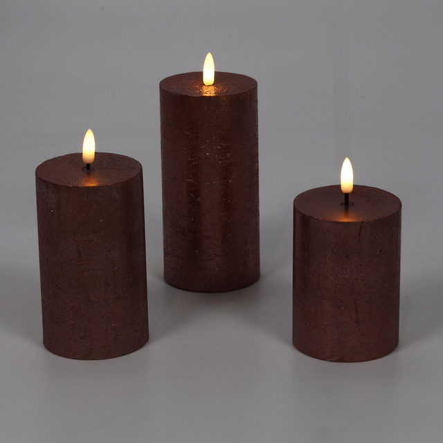 Lumânări decorative LED Ø 7,5 cm, 3 buc.