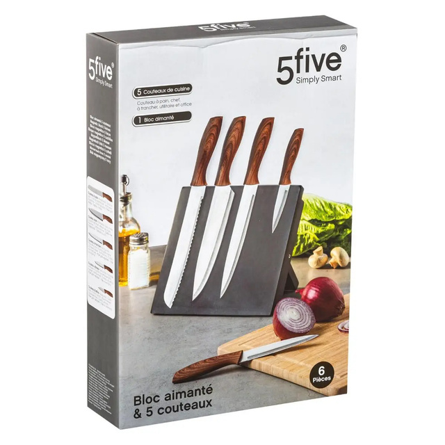 Cuțite de bucătărie pe suport magnetic, 5 buc