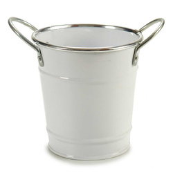 Husa din zinc pentru ghiveci, alb, Ø 10 cm